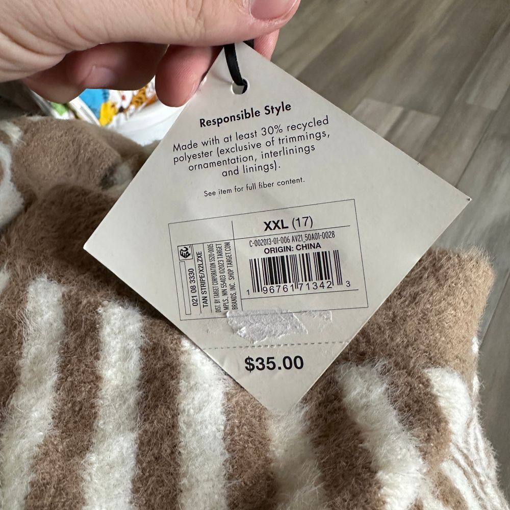 NWT Ava & Viv Sweater Plus Size Womens XXL Tan Stripe Soft VNeck Pullover - Picture 7 of 7